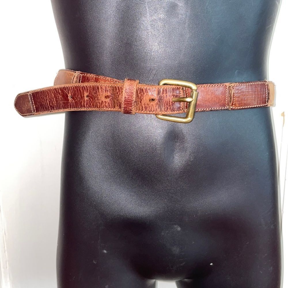 Vintage Fossil brown leather “patches” belt